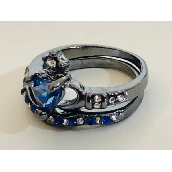 SET 2 Anillos Acero Mujer con Zirconias